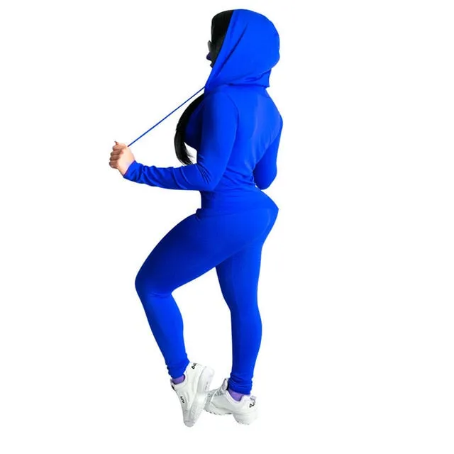 2 piece Sweatshirt And Pants Sportwear Suit Zipper Hoodies Clothes