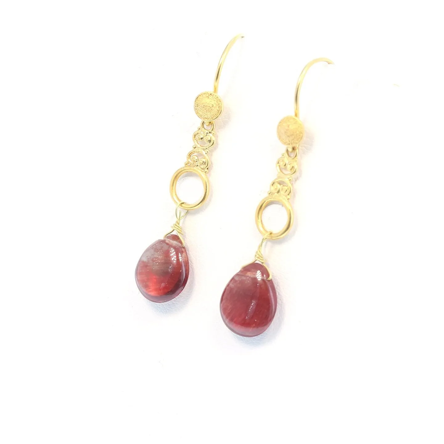 AAA Andesine 18K Gold Earrings Teardrops