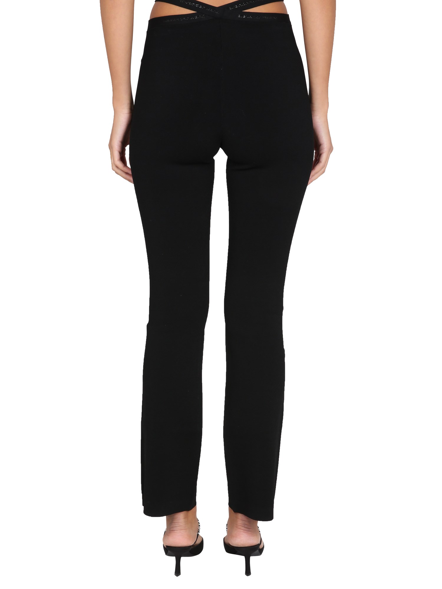 ALEXANDERWANG.T    VISCOSE KNIT LOGO CRISSCROSS LEGGINGS