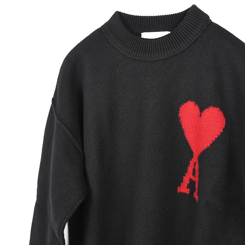 AMI PARIS  |Pullovers Heart Wool Long Sleeves Logo Designers Sweaters