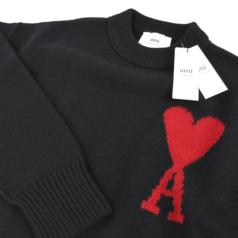 AMI PARIS  |Pullovers Heart Wool Long Sleeves Logo Designers Sweaters