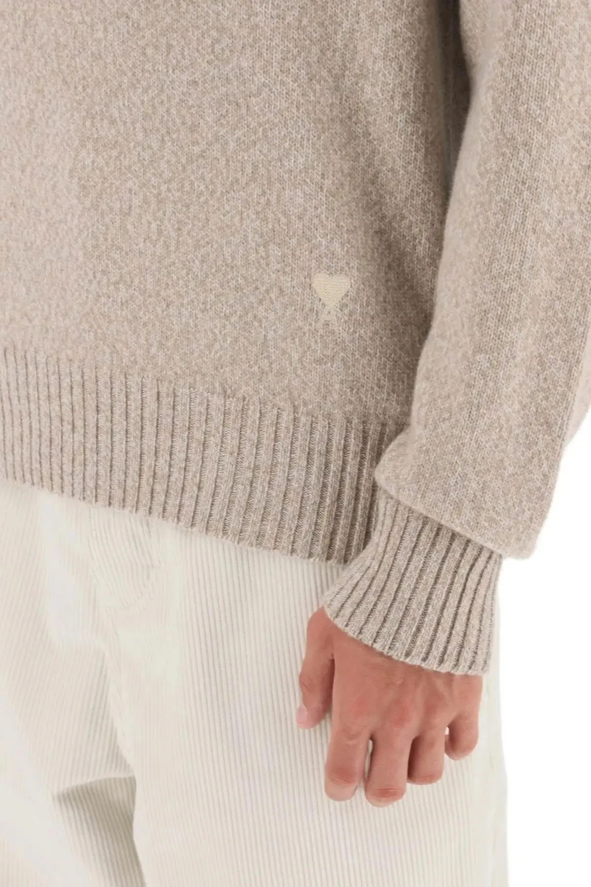 AMI PARIS  |Pullovers Unisex Wool Cashmere Long Sleeves Plain Logo