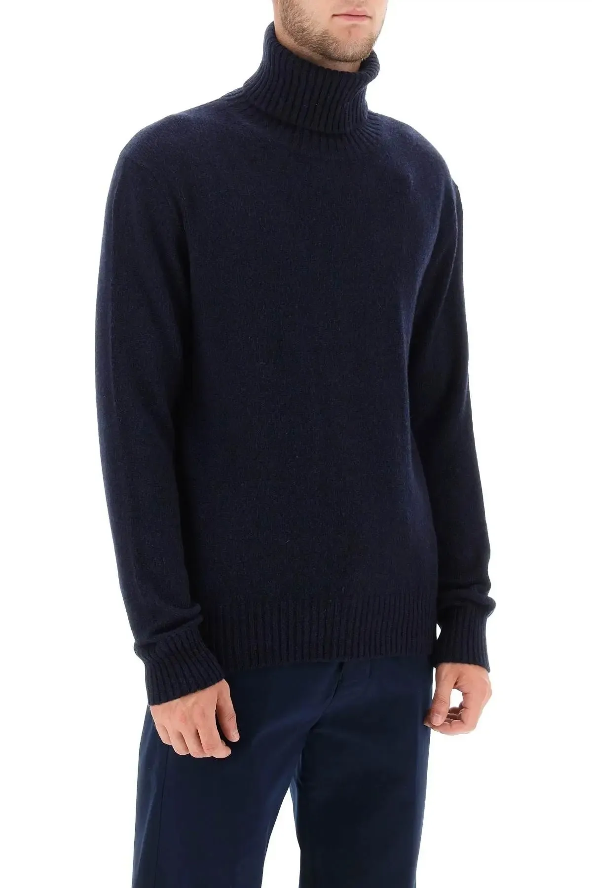 AMI PARIS  |Pullovers Unisex Wool Cashmere Long Sleeves Plain Logo