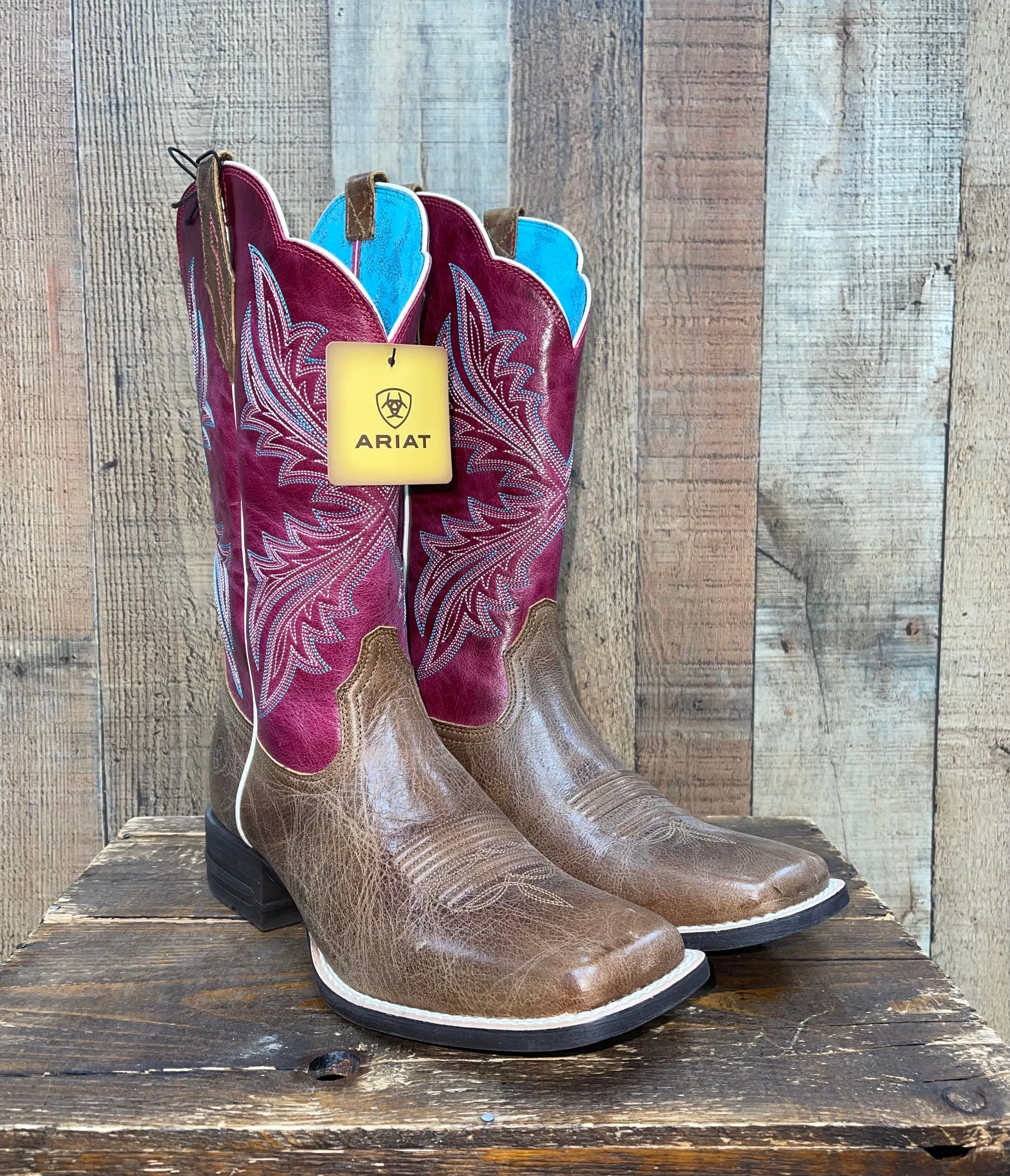 Ariat West Bound Western Boots - Dark Tan/Cerise