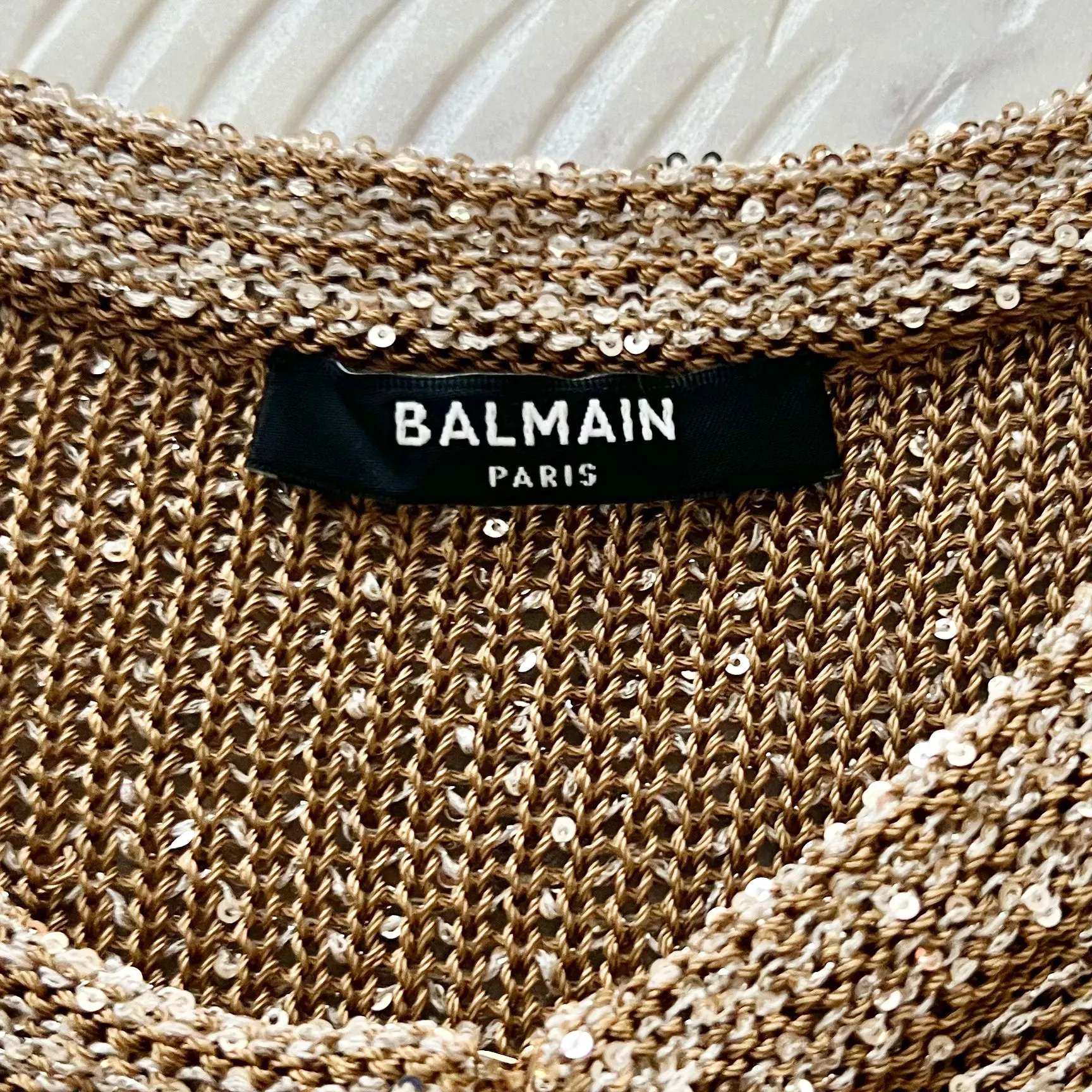 Balmain Distressed Sequin Cardigan