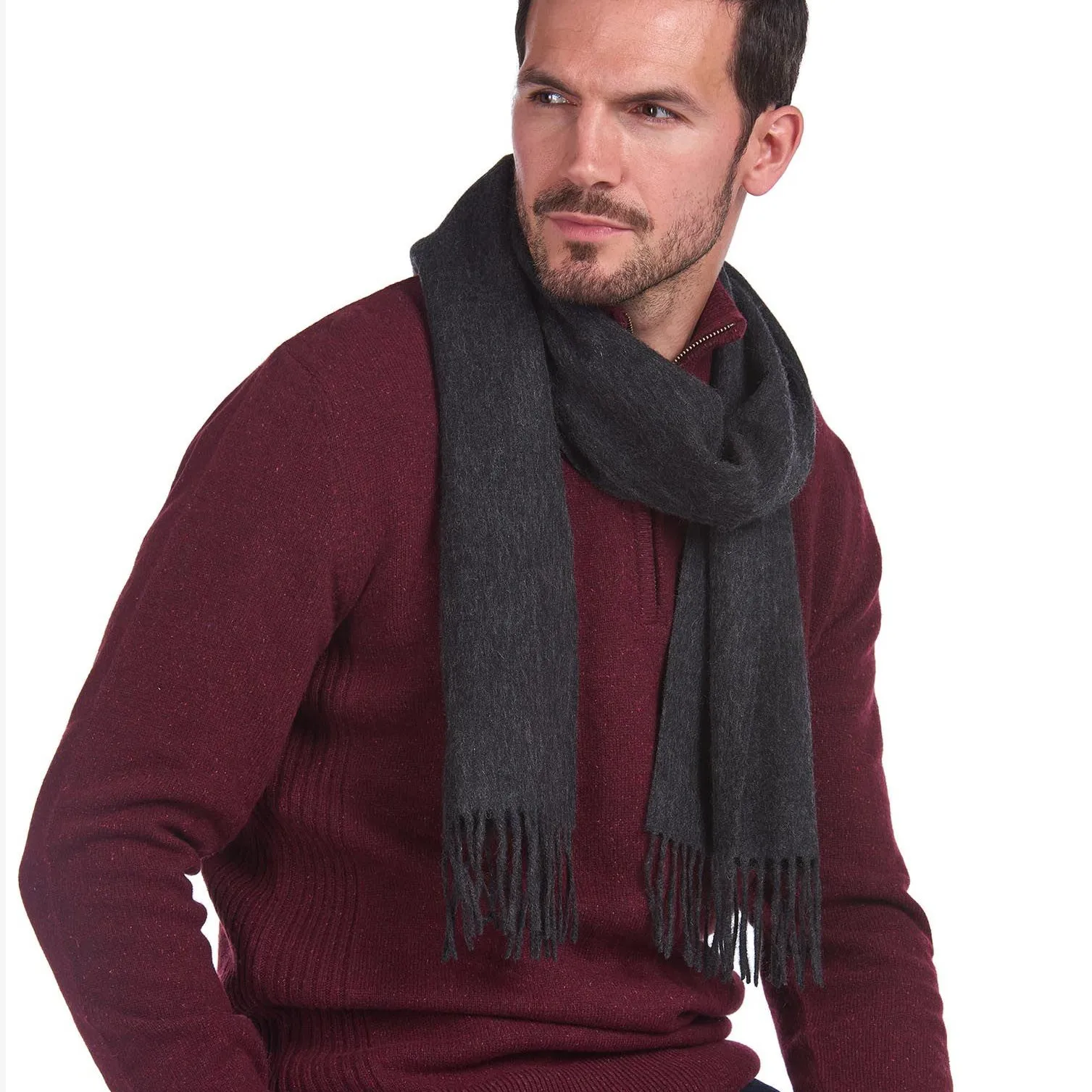 Barbour Plain Lambswool Scarf in Charcoal