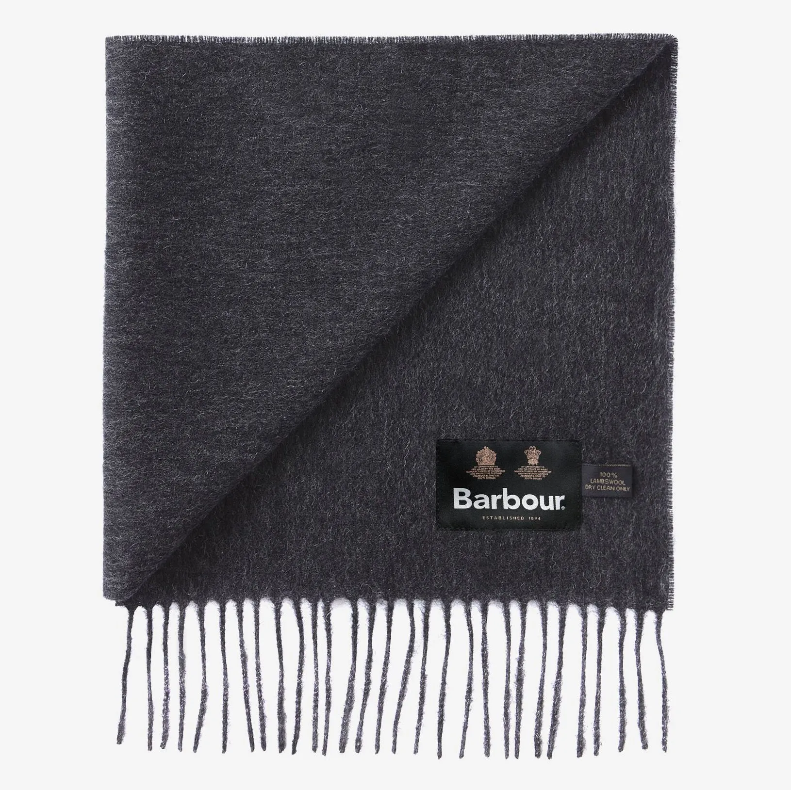 Barbour Plain Lambswool Scarf in Charcoal