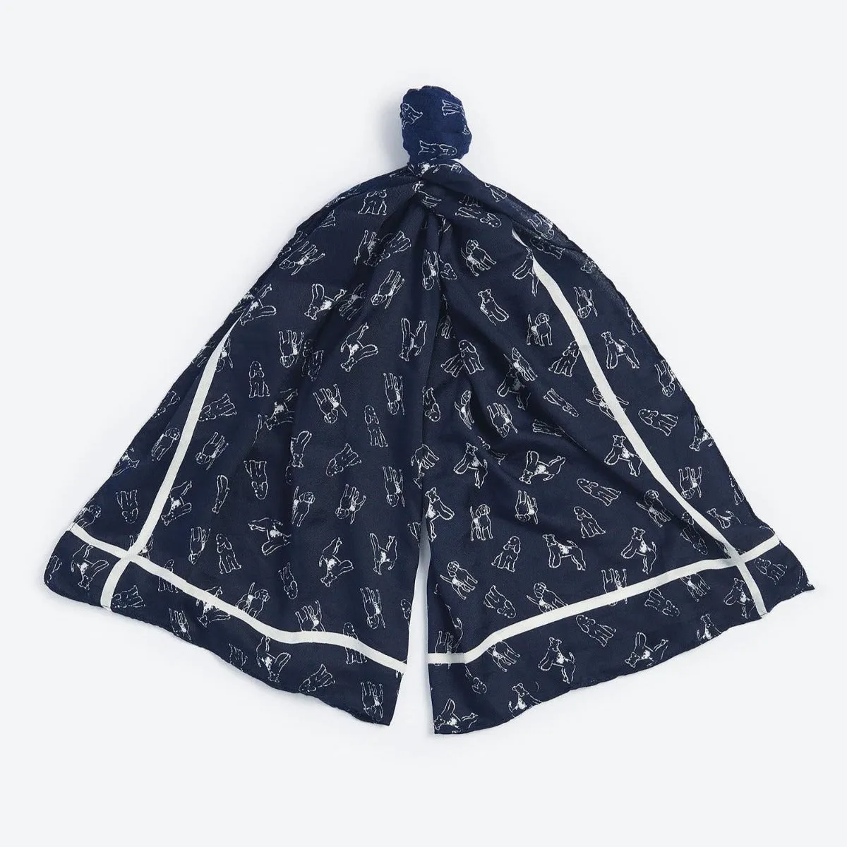 Barbour Sketch Dog Print Scarf in Navy/Cloud