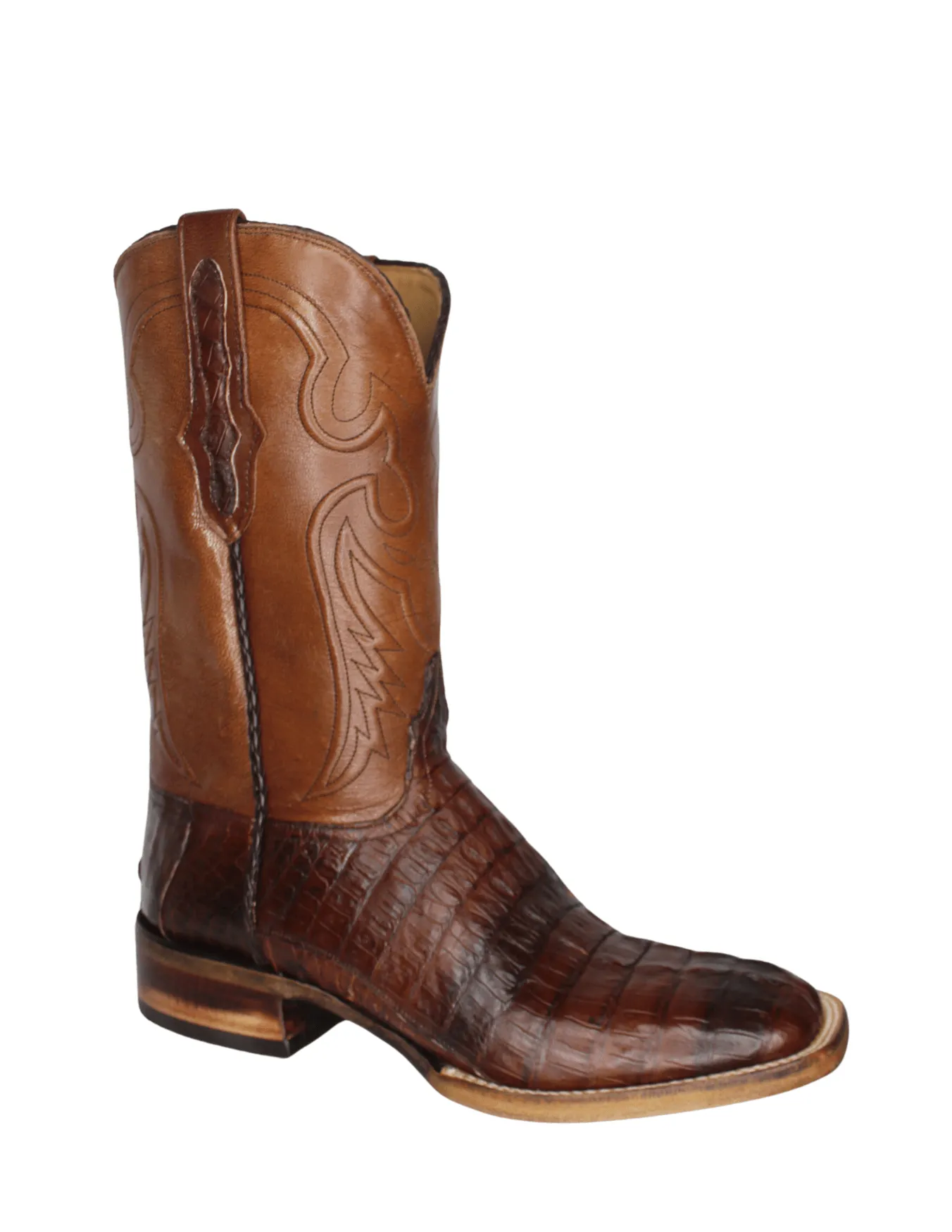 Black Jack Mens Brown Brushoff Caiman Tail Boots