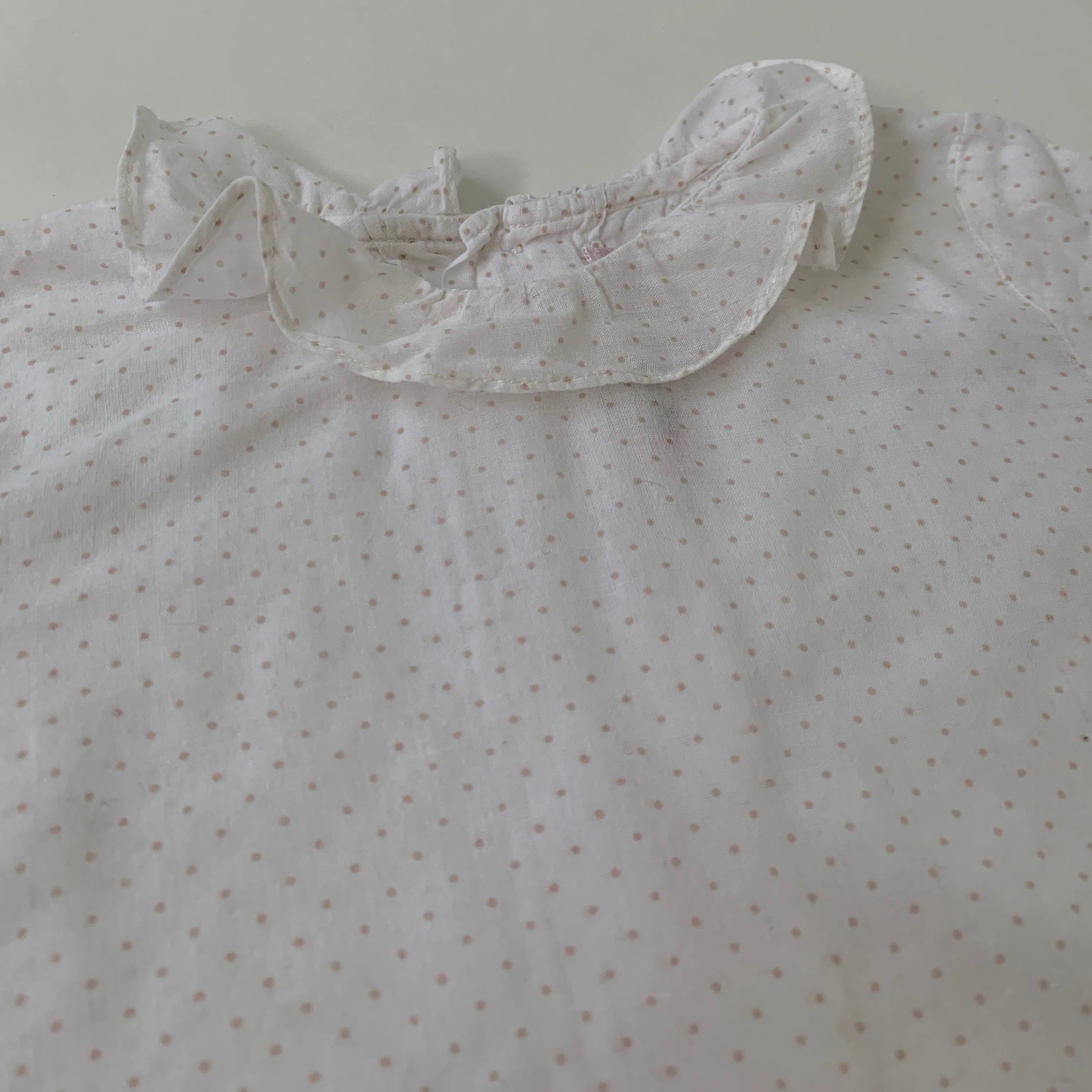 Bonpoint White Polka Dot Blouse With Collar: 6 Months