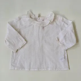 Bonpoint White Polka Dot Blouse With Collar: 6 Months