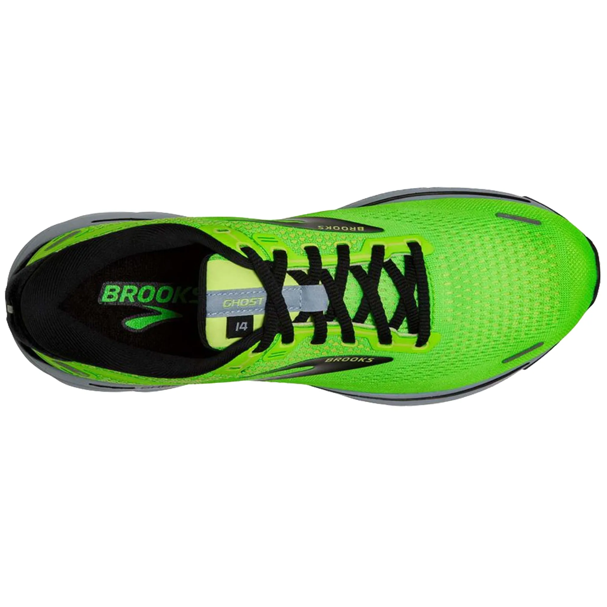 Brooks Men's 110369 310 Ghost 14 Green Gecko Blue Black Cushion Neutral Running Shoes