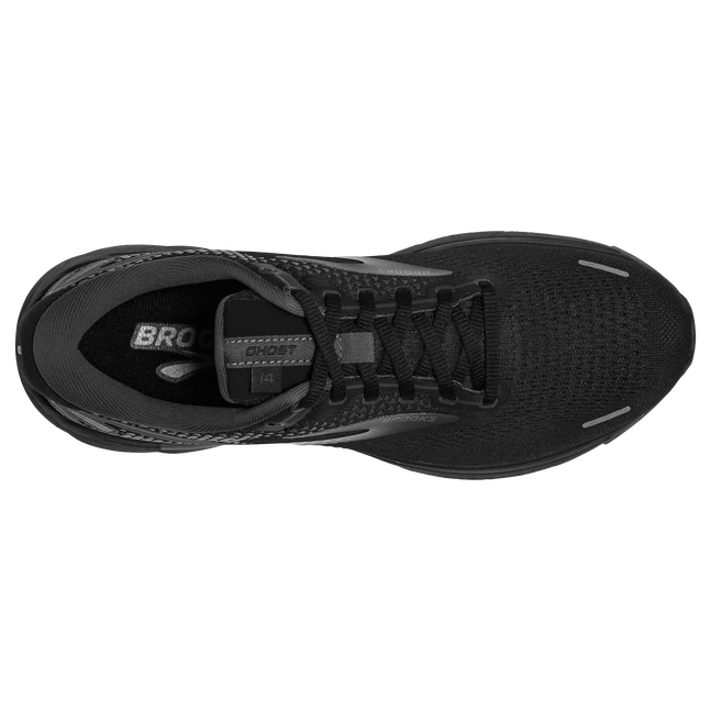 Brooks Mens Ghost 14 Athletic Shoes- Black/Black