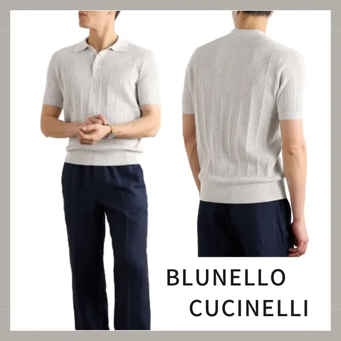 BRUNELLO CUCINELLI  |Pullovers Unisex Plain Cotton Short Sleeves Polos