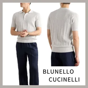 BRUNELLO CUCINELLI  |Pullovers Unisex Plain Cotton Short Sleeves Polos