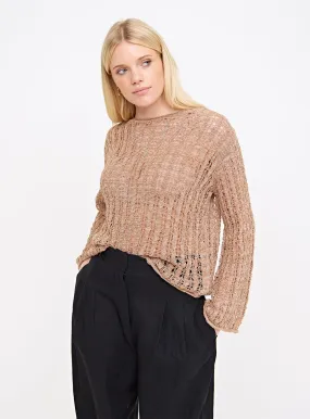 Buy Tan Pointelle Metallic Open Knit Jumper 18 | Jumpers | Tu