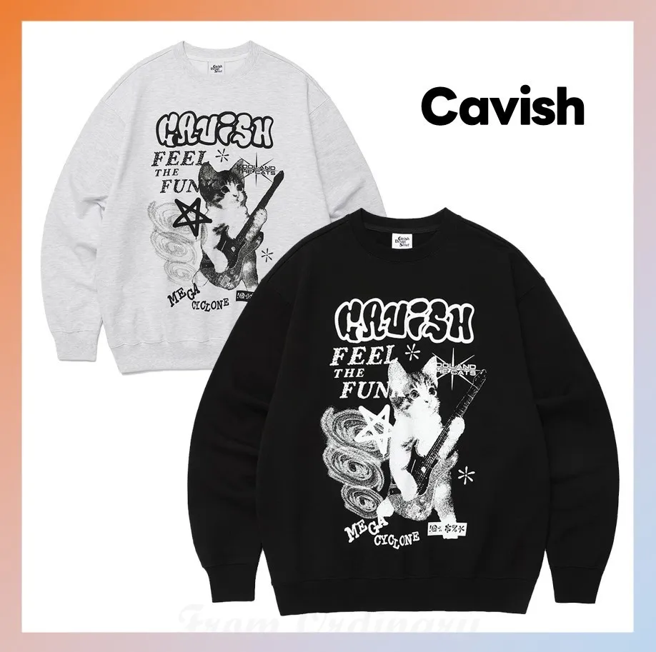 CAVISH  |Unisex Street Style Long Sleeves Logo Sweatshirts