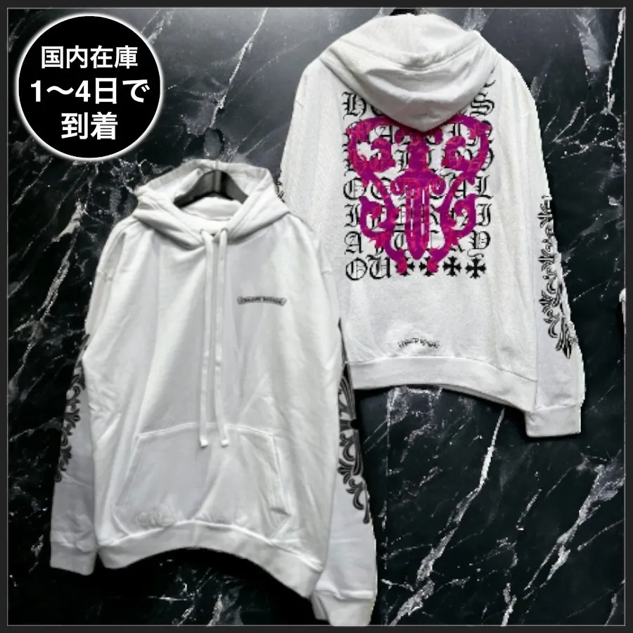 CHROME HEARTS  |Pullovers Street Style Long Sleeves Cotton Logo Hoodies