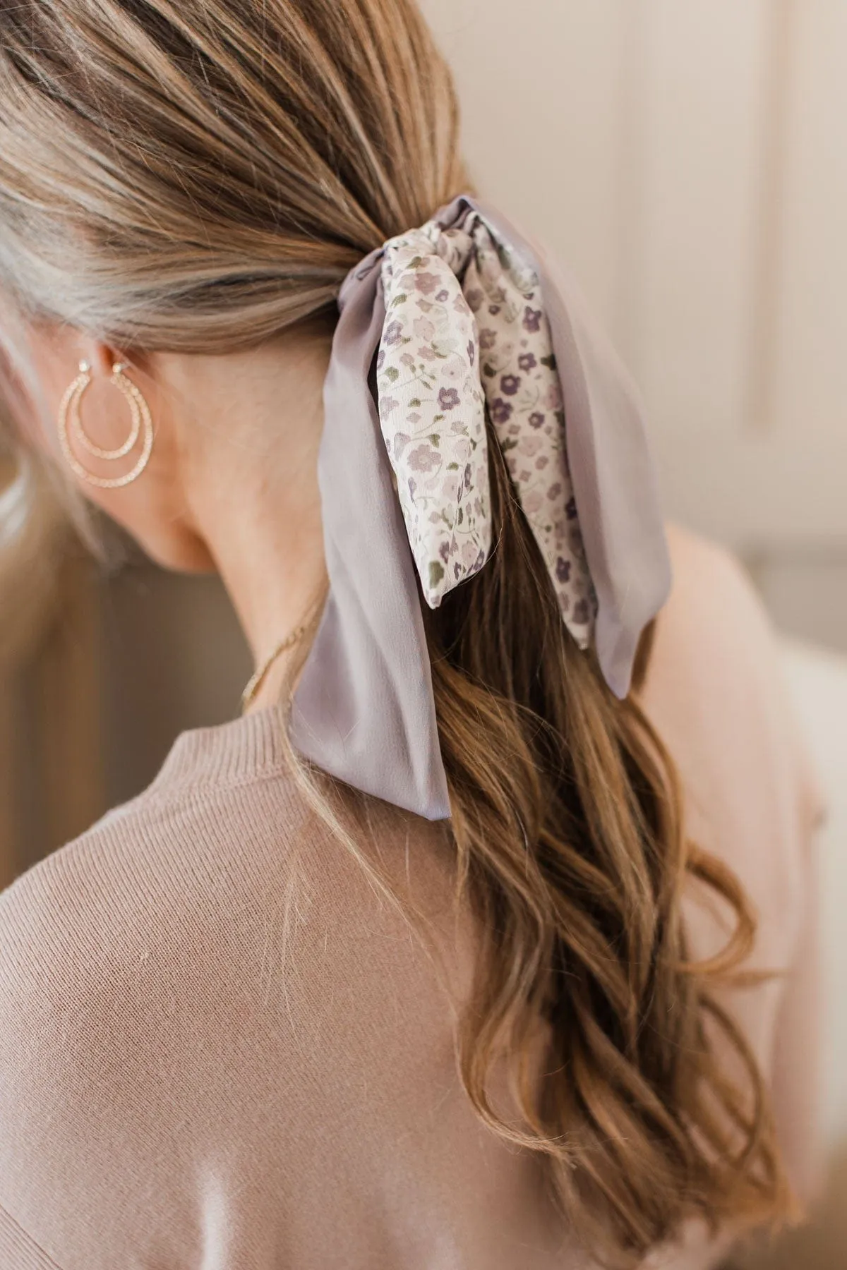 Classic Love Hair Scarf Scrunchie- Dusty Purple