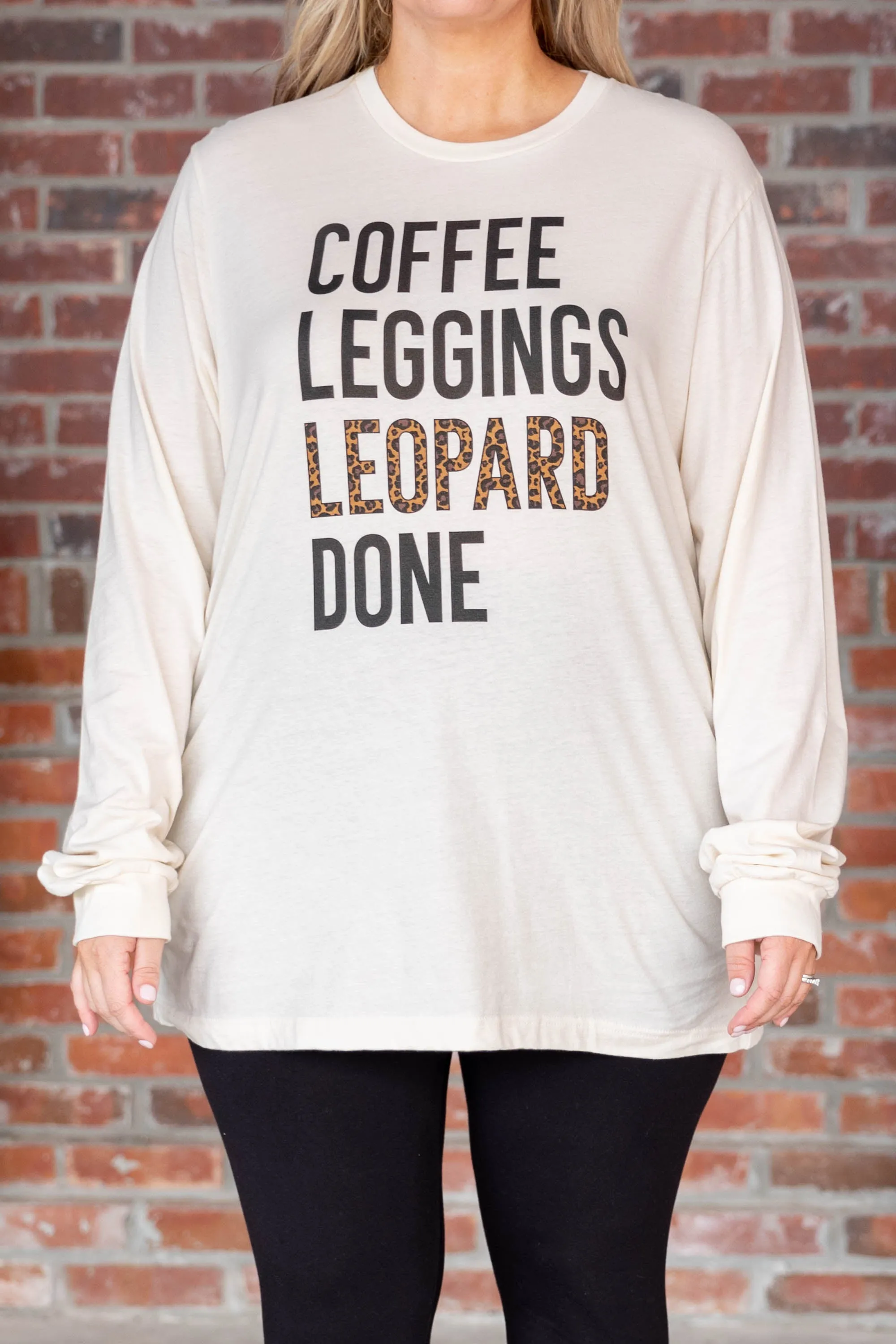 Coffee, Leggings, and Leopard Top, Natural