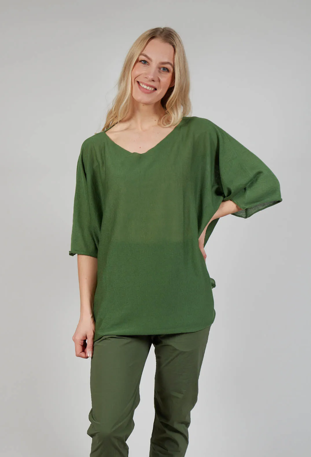 Cotton Maxi Jumper in Green