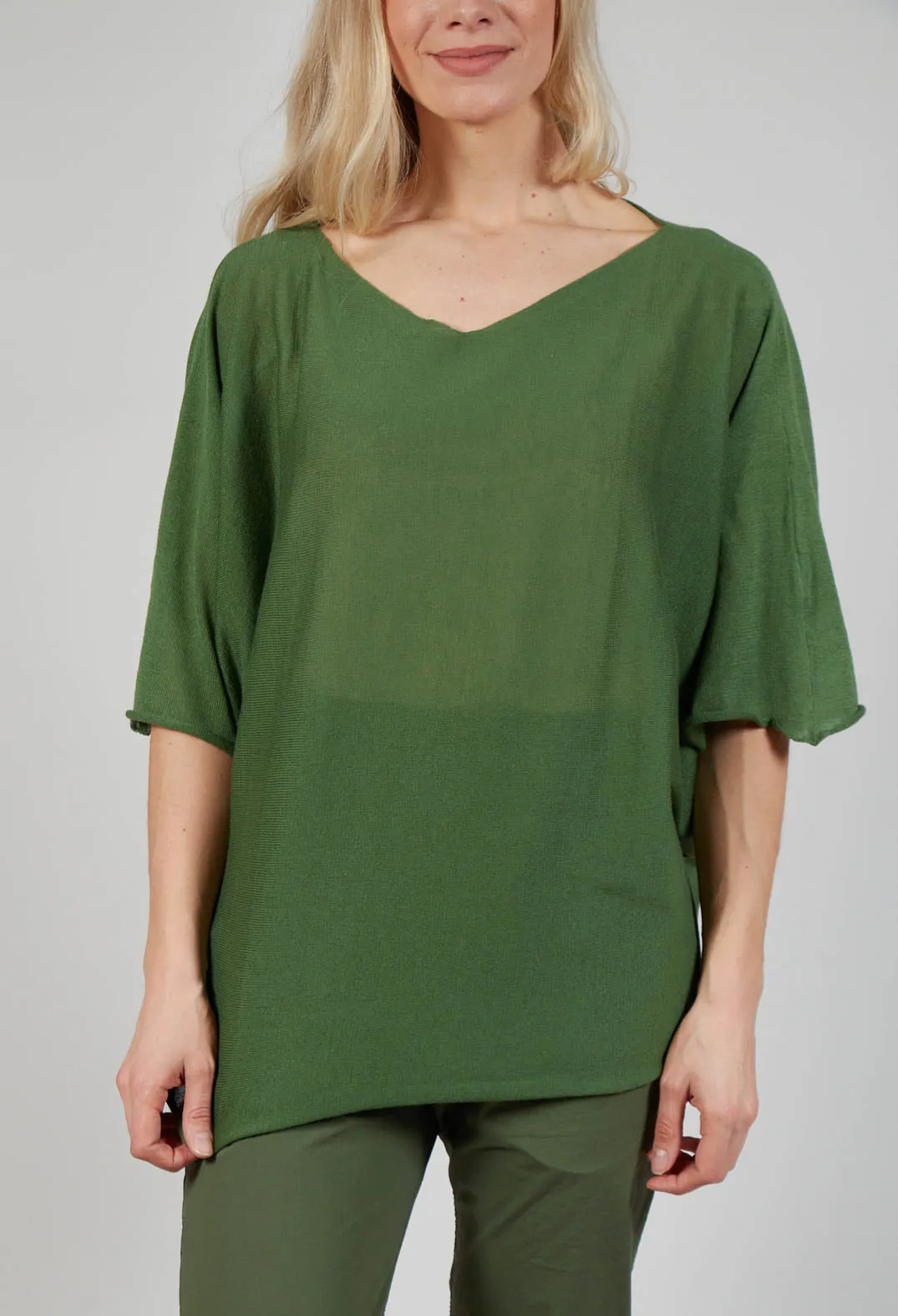 Cotton Maxi Jumper in Green