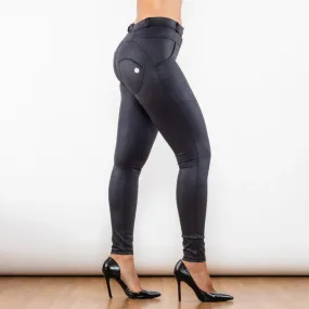 Crackle Black Coated Lifting Pants,  Women Effective Bum Lift Pants