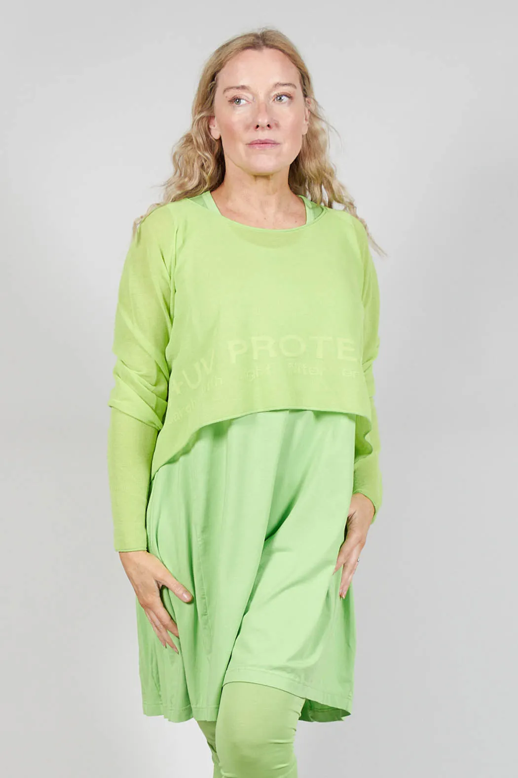 Cropped Jumper with Motif in Lime Jacquard