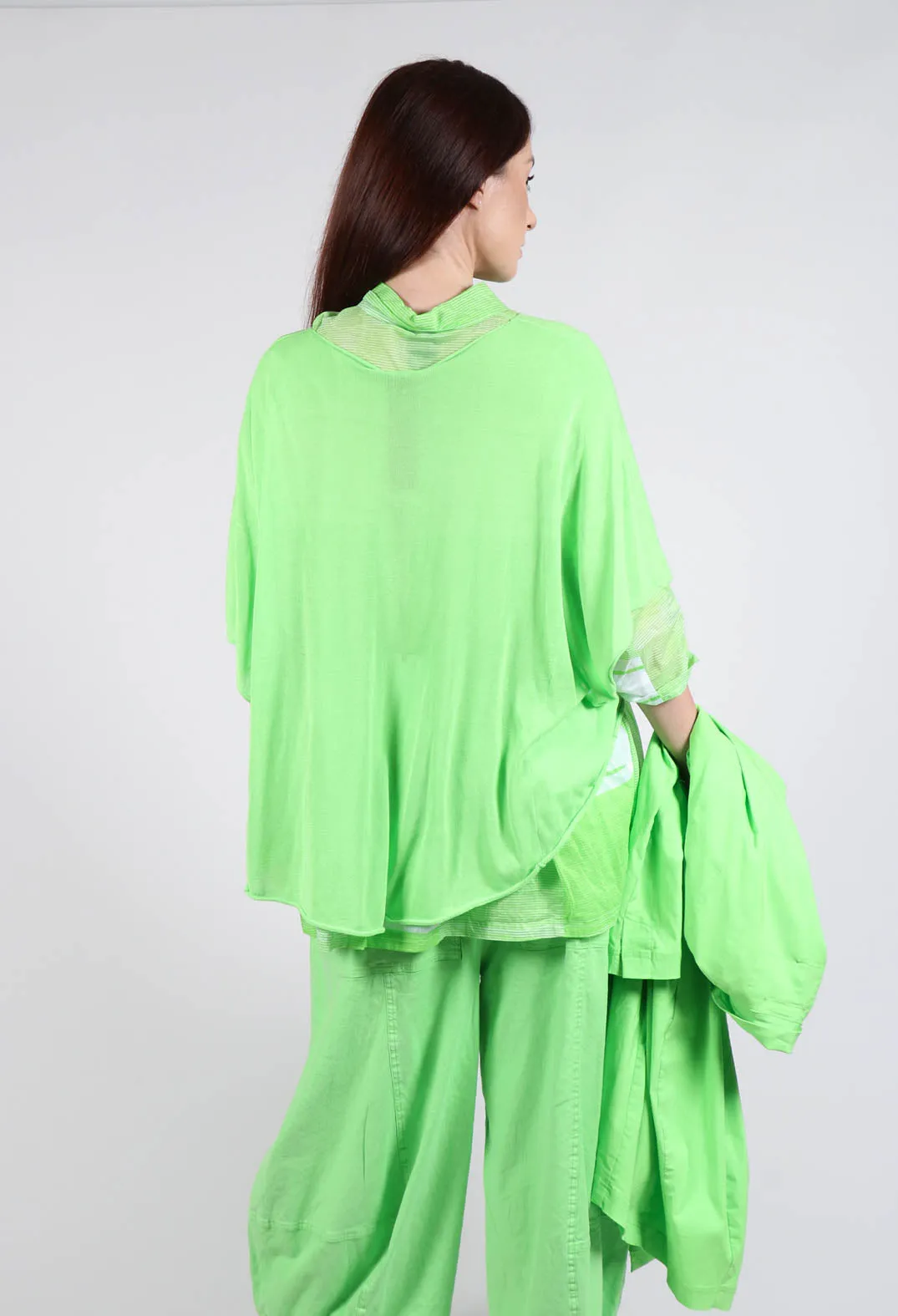 Cropped Lightweight Relaxed Jumper in Lime