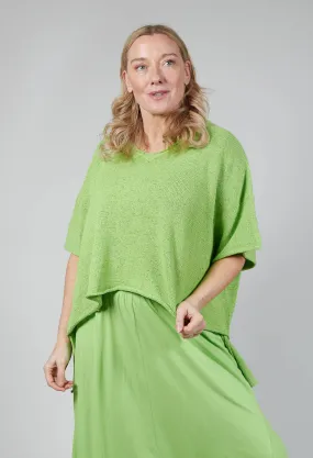 Curved Hem Jumper with Raw Edges in Lime