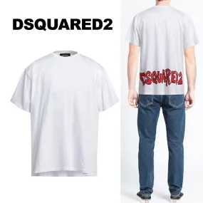 D SQUARED2  |Crew Neck Pullovers Cotton Short Sleeves Logo Luxury