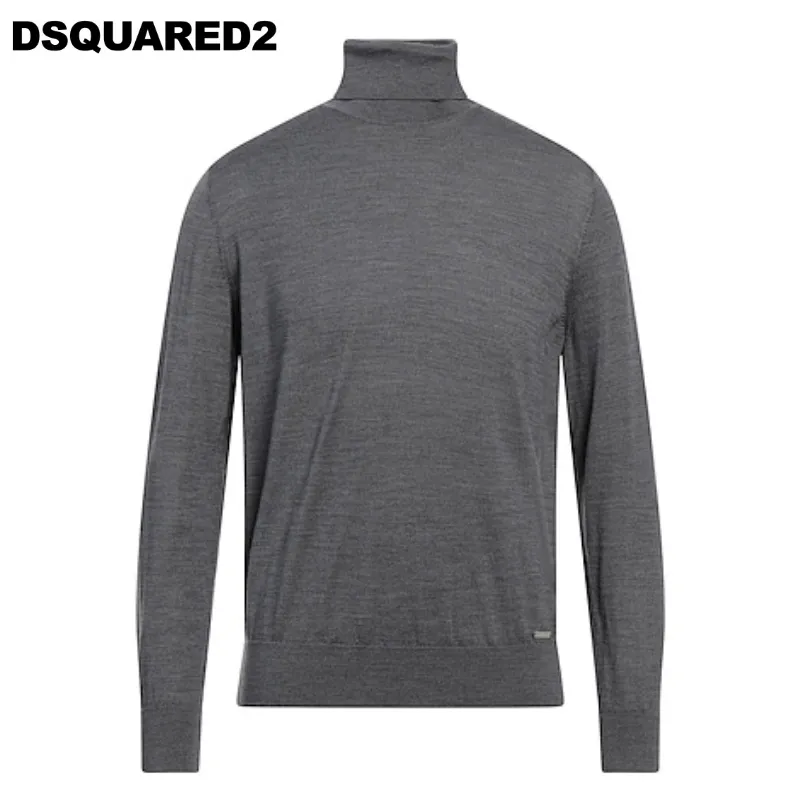 D SQUARED2  |Pullovers Wool Long Sleeves Plain Logo Luxury Sweaters