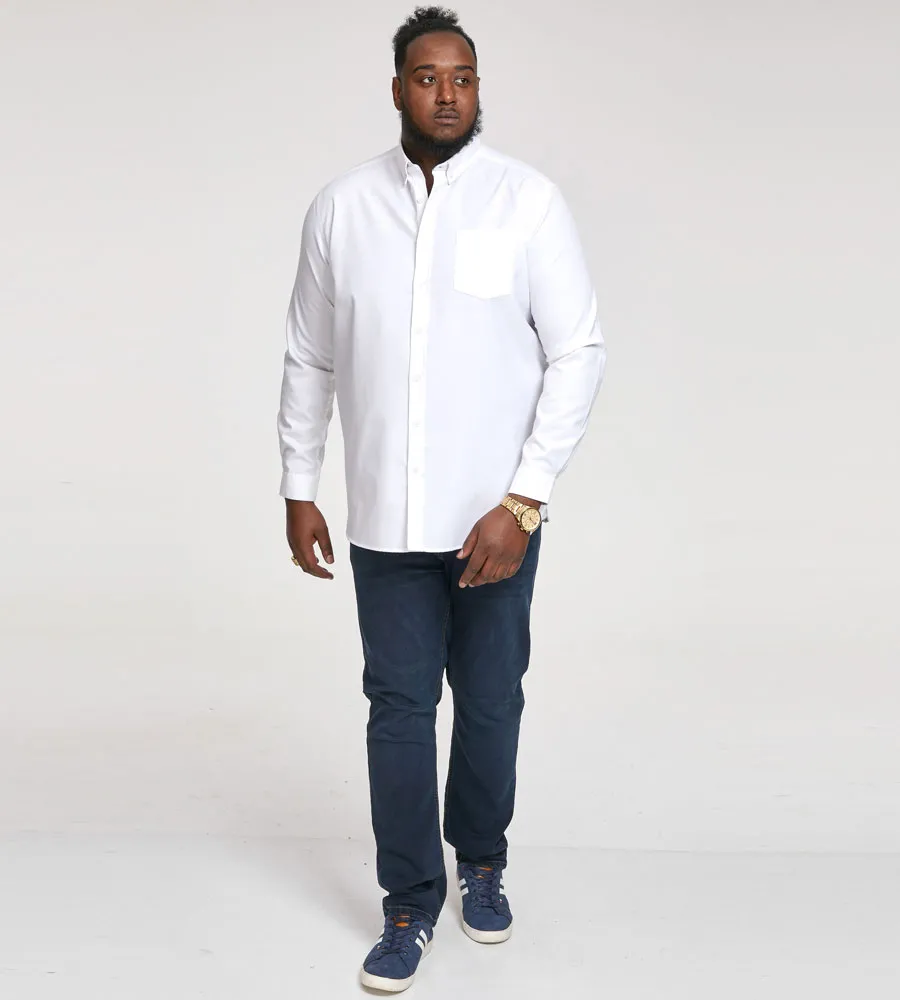 D555 Big Mens White Oxford Shirt With Long Sleeves (RICHARD WHITE)