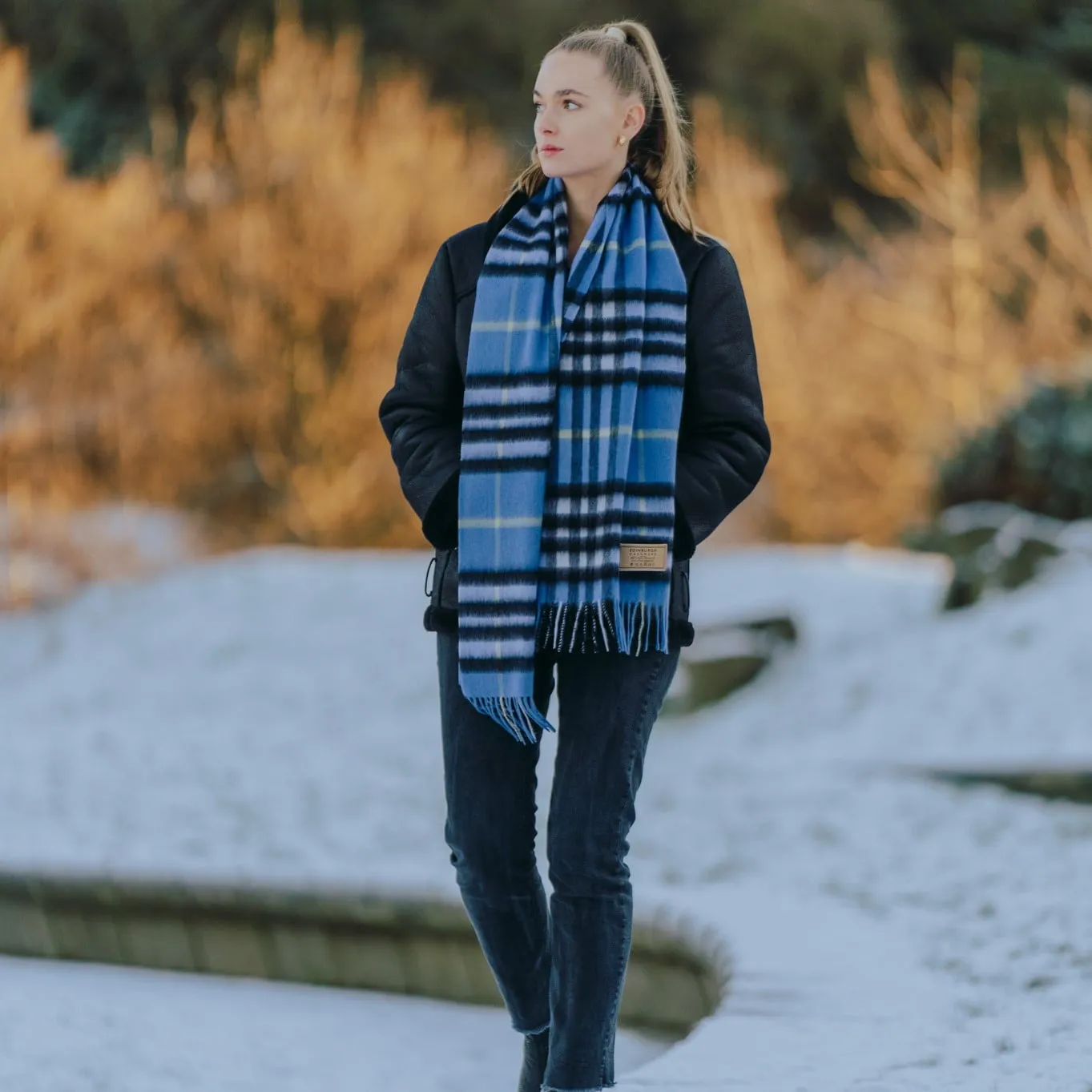 DC Milan Blue Check Lambswool Scarf