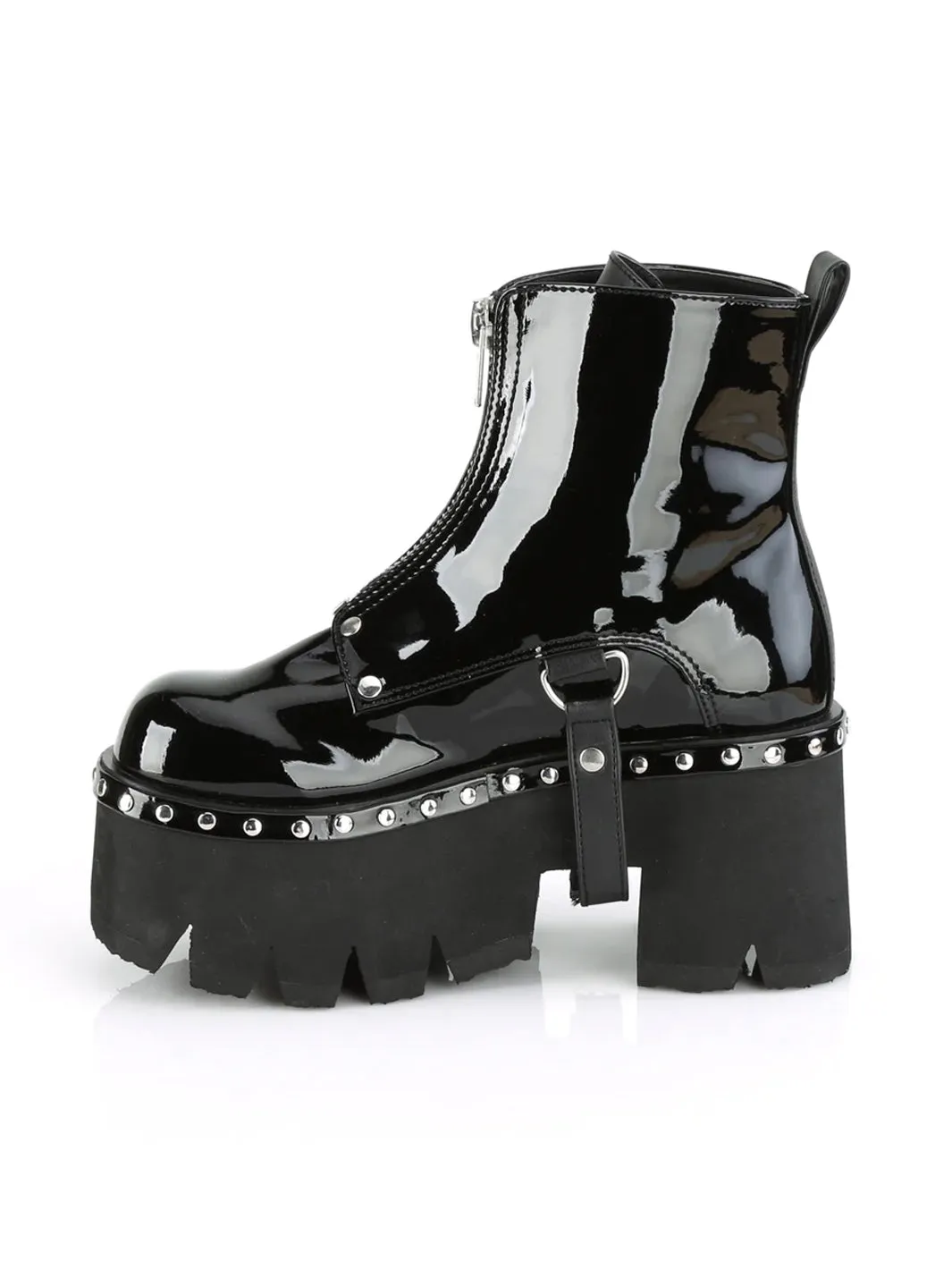 DEMONIA ASHES-100 BOOTS - BLACK PATENT   PRE ORDER 