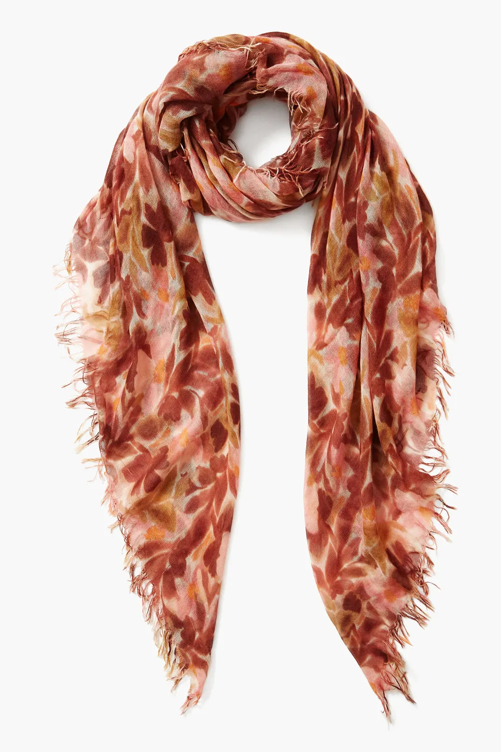 Dusty Rose Floral Cashmere and Silk Scarf