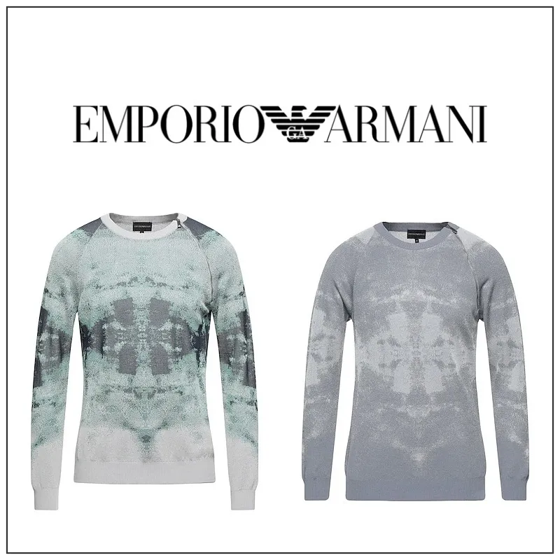 EMPORIO ARMANI  |Crew Neck Pullovers Long Sleeves Sweaters