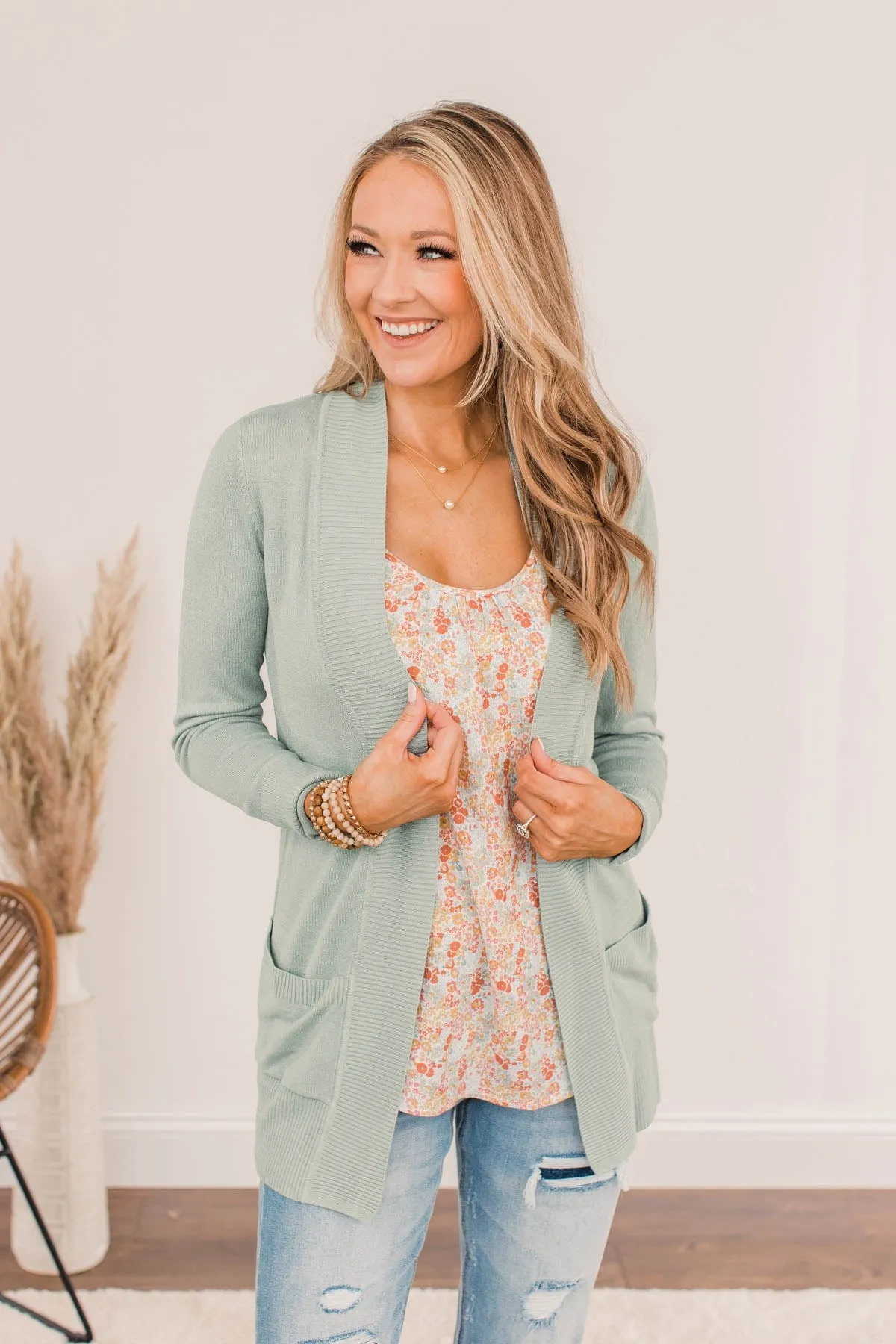 Essential Cardigan- Dusty Sage