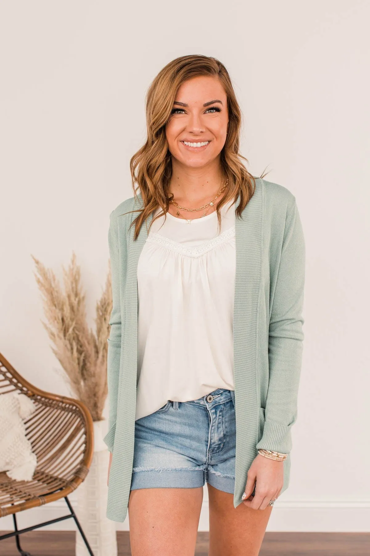 Essential Cardigan- Dusty Sage