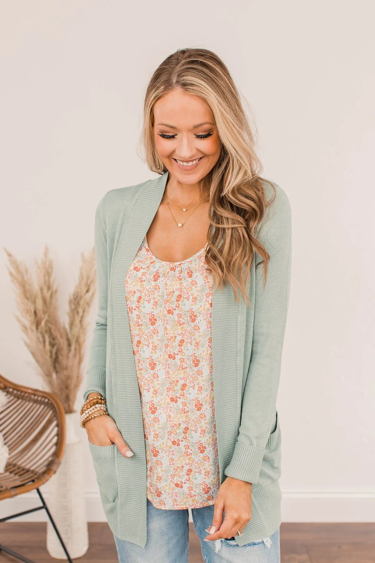 Essential Cardigan- Dusty Sage