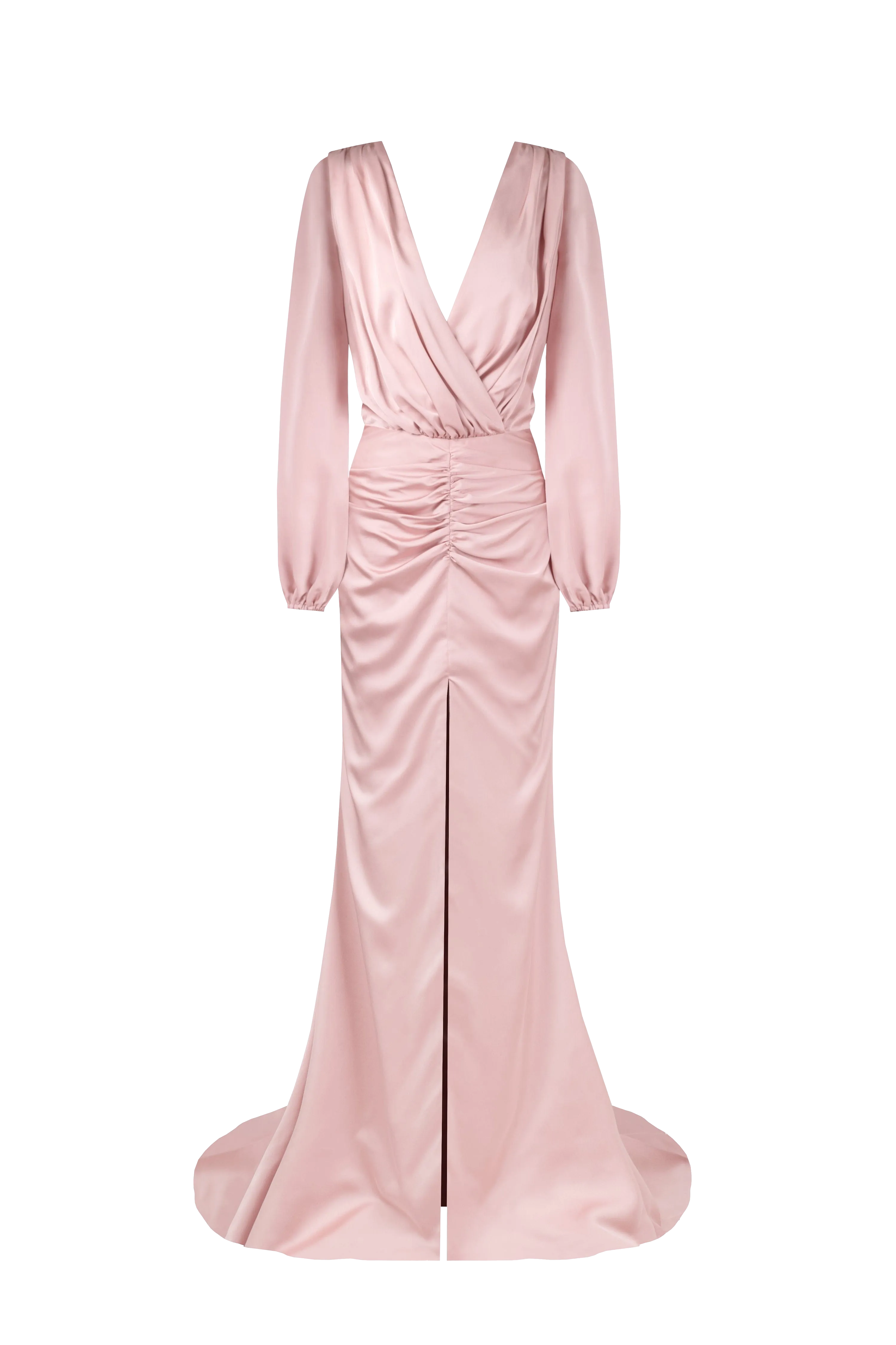 Fancy misty rose silk maxi evening dress