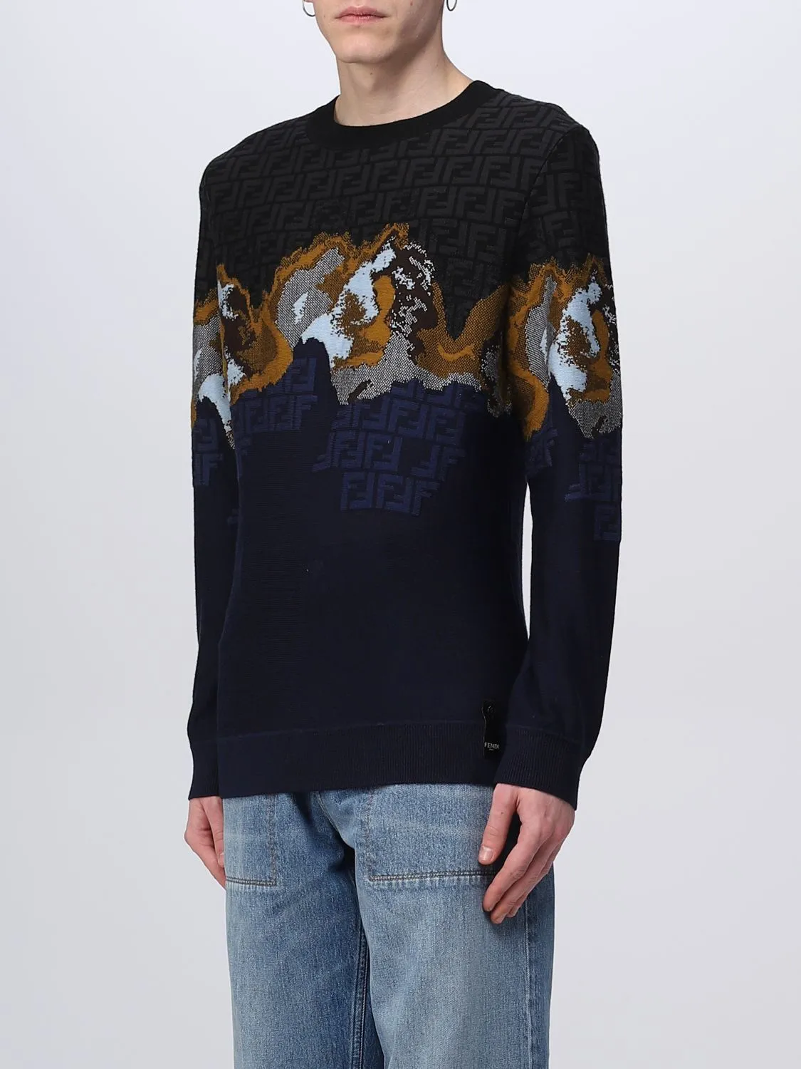 FENDI  |Crew Neck Pullovers Unisex Wool Long Sleeves Logo Luxury