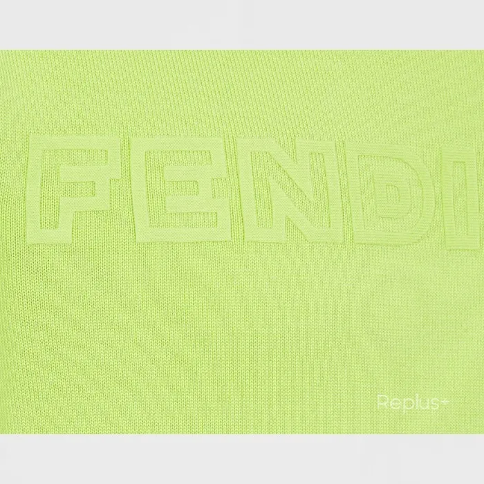 FENDI  |Crew Neck Pullovers Wool Plain Short Sleeves Logo Luxury