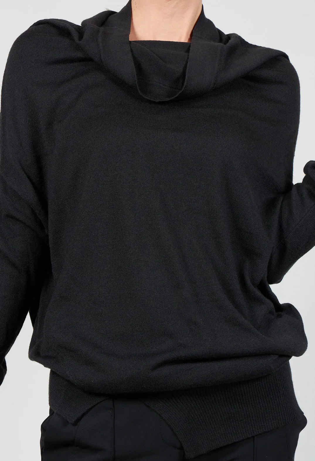 Fine Knit Oversized Jumper in Black