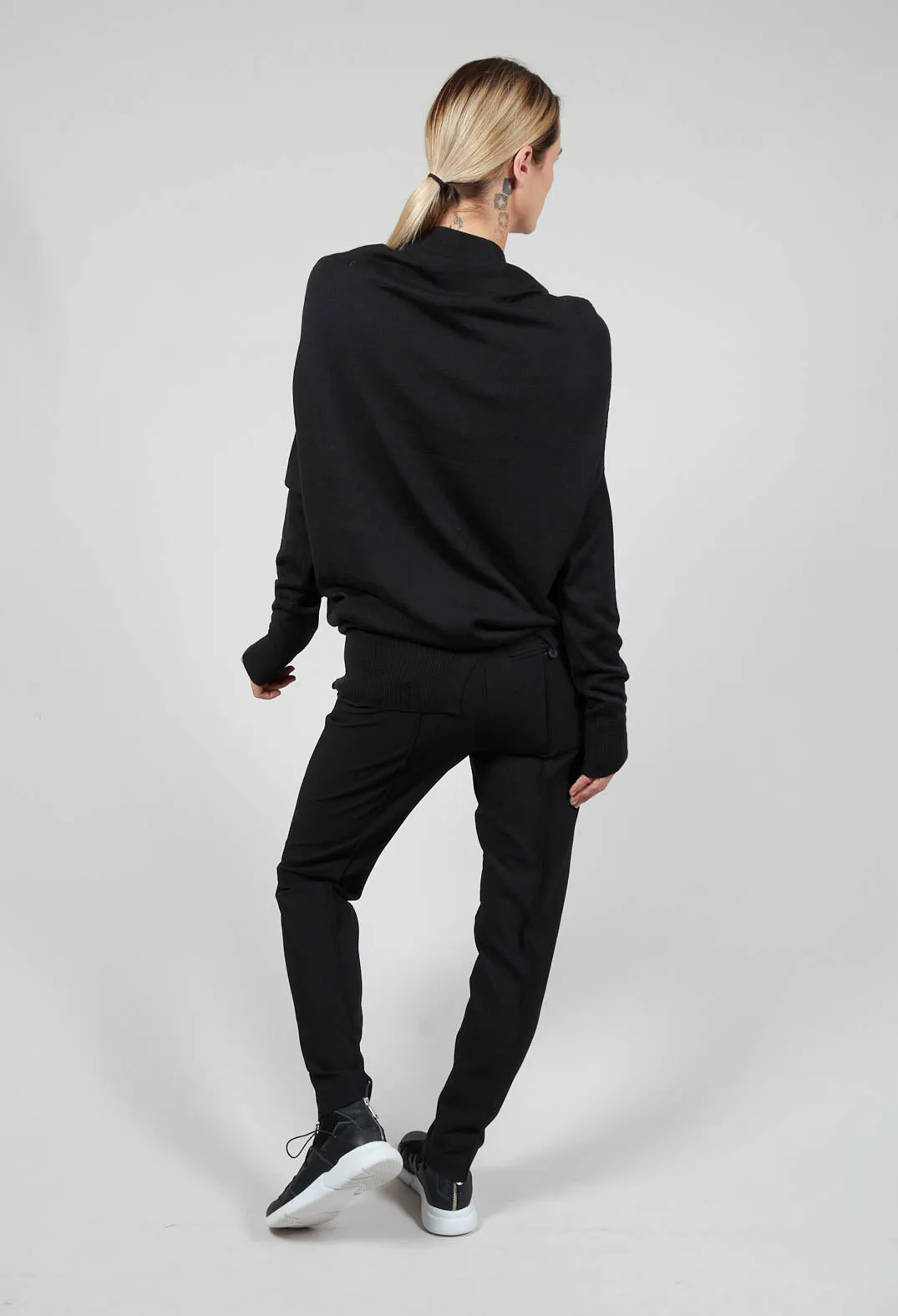 Fine Knit Oversized Jumper in Black