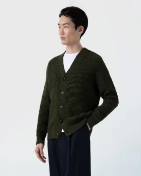 FISHERMAN CARDIGAN / DARK OLIVE