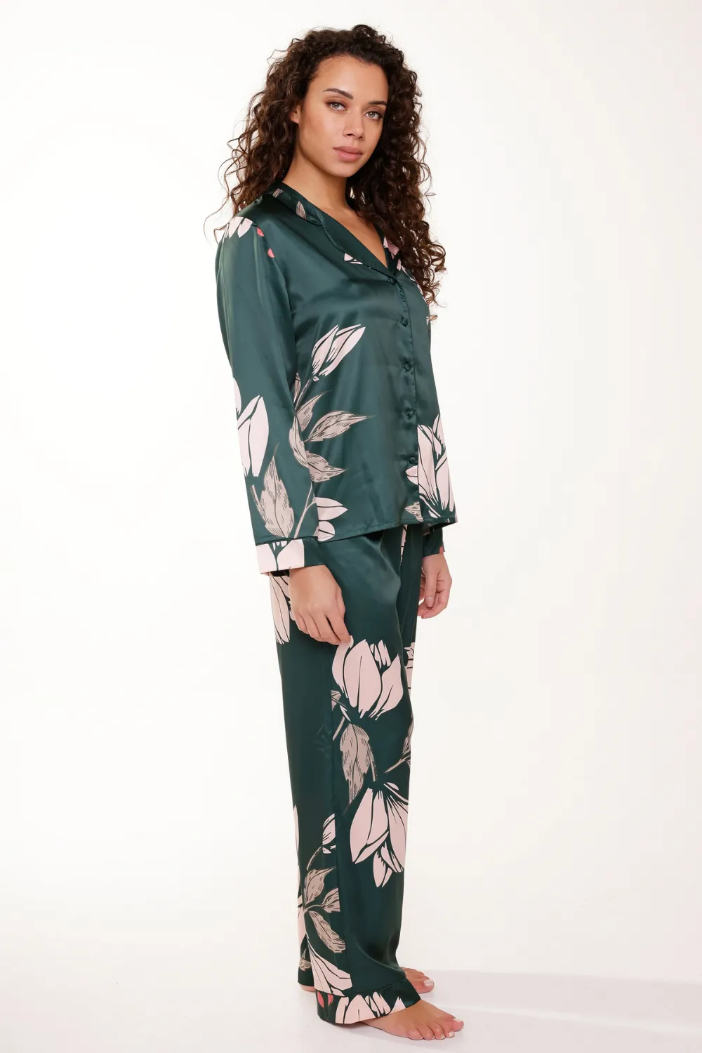 Floral Print Satin Pyjama Set