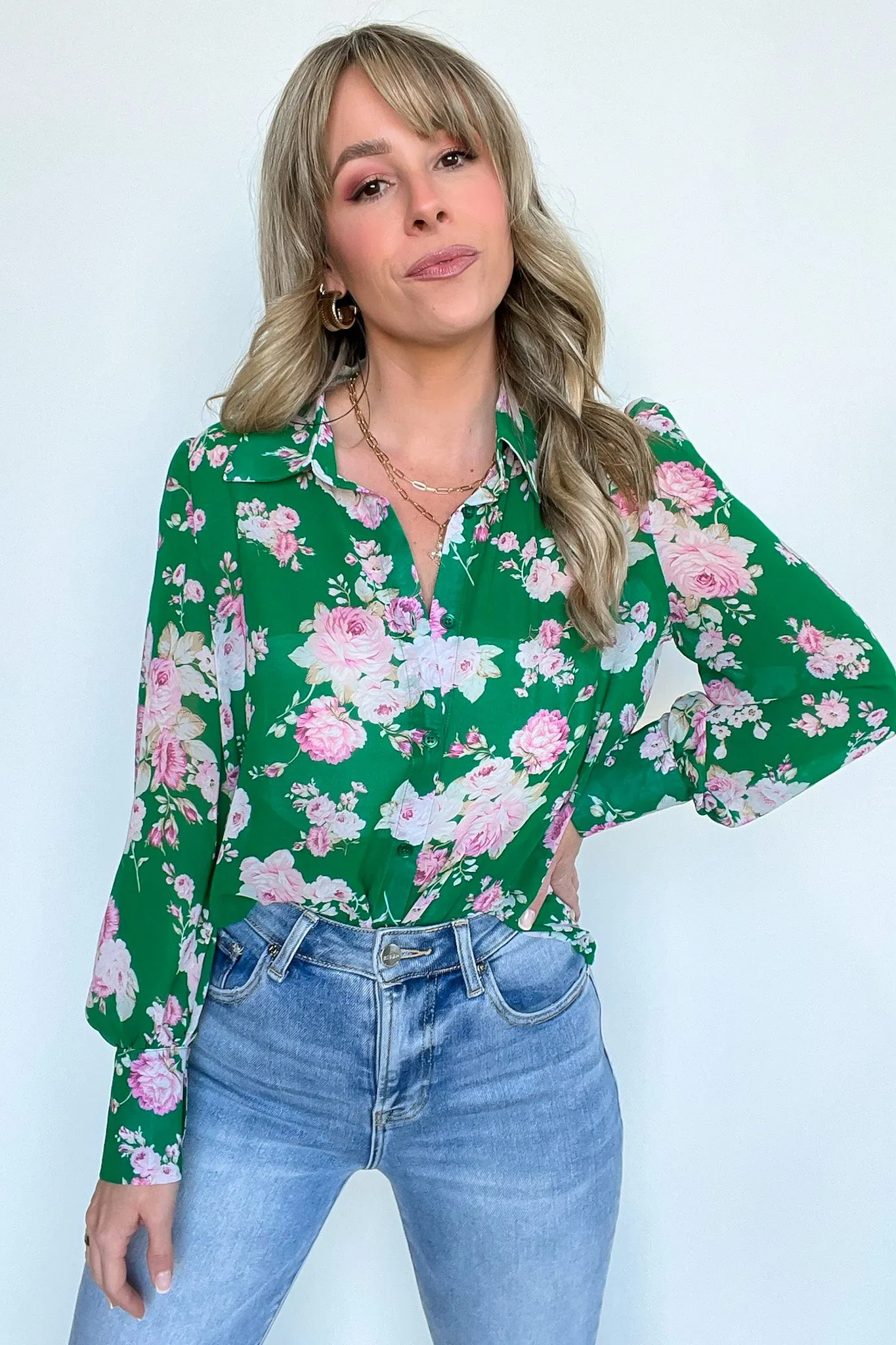 Freshly Floral Button Down Top - FINAL SALE