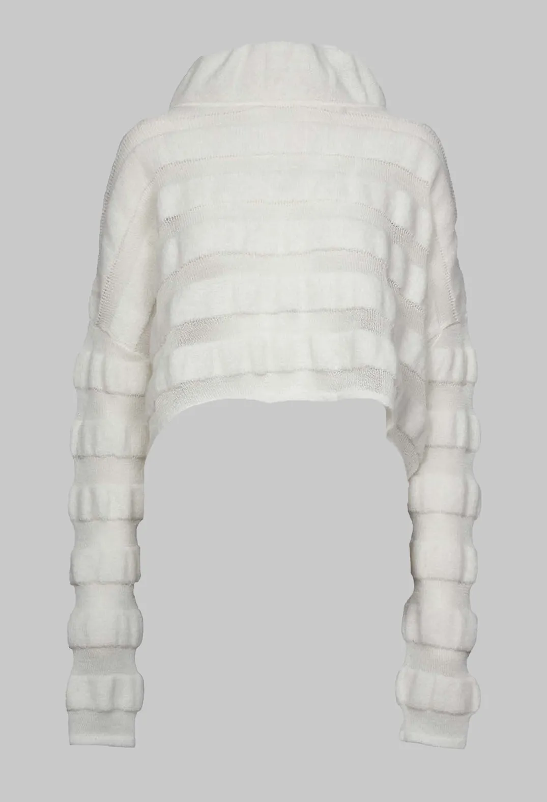 Funnel Neck Jumper with Stripe in Cream