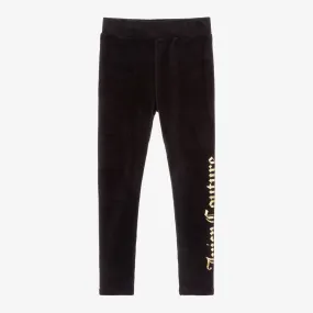 Girls Black Velour Leggings